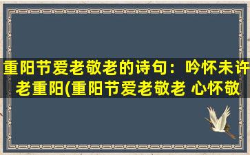 重阳节爱老敬老的诗句：吟怀未许老重阳(重阳节爱老敬老 心怀敬老，重阳更欢 )